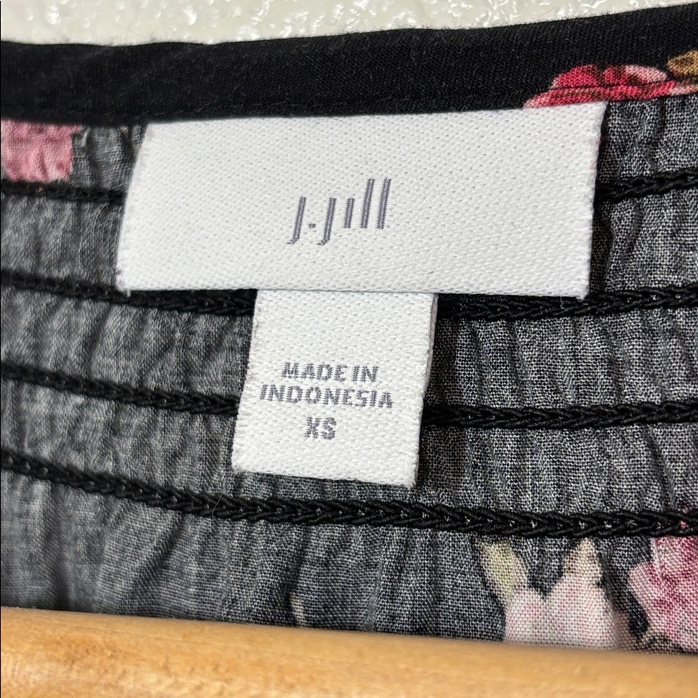 J Jill Black w Floral Button Down Dress Pockets Size XS | cottage core | dainty - Picture 3 of 9